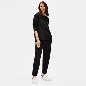 EILEEN FISHER - Flex Tencel Ponte Slouchy Pant. Black. Easy fit, pull-on style.